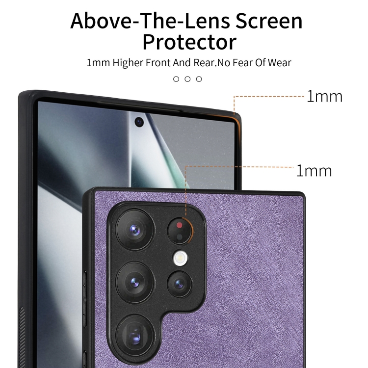 For Samsung Galaxy S24 Ultra 5G Vintage Leather PC Back Cover Phone Case(Purple) For Samsung Galaxy S24 Ultra 5G Vintage Leather PC Back Cover Phone Case(Purple)