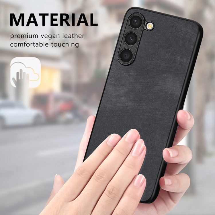 For Samsung Galaxy S25 5G Vintage Leather PC Back Cover Phone Case(Black) For Samsung Galaxy S25 5G Vintage Leather PC Back Cover Phone Case(Black)