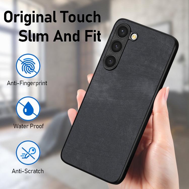 For Samsung Galaxy S25 5G Vintage Leather PC Back Cover Phone Case(Black) For Samsung Galaxy S25 5G Vintage Leather PC Back Cover Phone Case(Black)