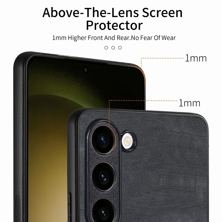 For Samsung Galaxy S25 5G Vintage Leather PC Back Cover Phone Case(Black) For Samsung Galaxy S25 5G Vintage Leather PC Back Cover Phone Case(Black)