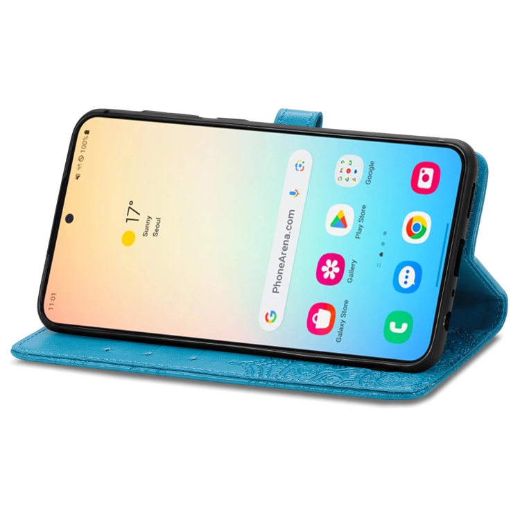 For Samsung Galaxy S24+ 5G Mandala Flower Embossed Leather Phone Case(Blue)