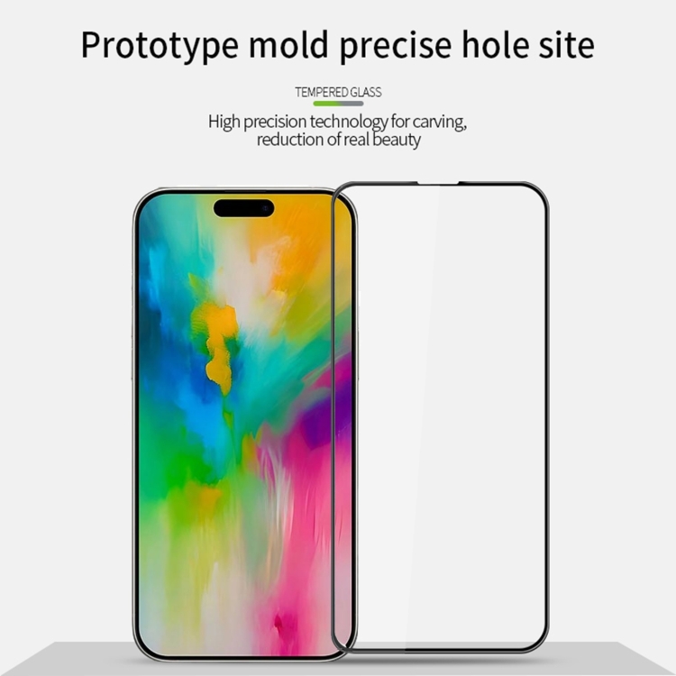 For iPhone 16 Pro Max PINWUYO 9H 3D Curved Full Screen Explosion-proof Tempered Glass Film(Black) For iPhone 16 Pro Max PINWUYO 9H 3D Curved Full Screen Explosion-proof Tempered Glass Film(Black)