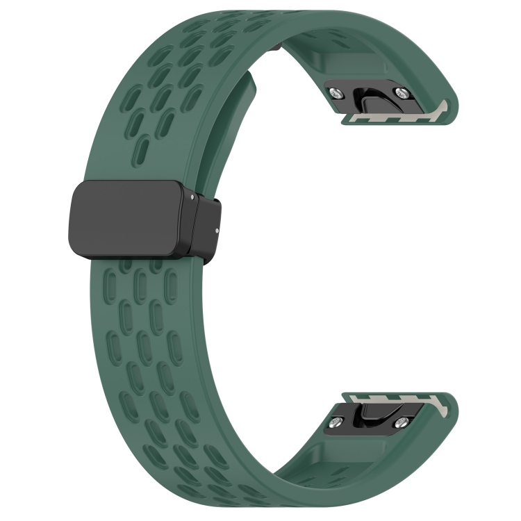 Pour Garmin Fenix 5X Plus 26 mm Bracelet de montre en silicone avec trou de  boucle pliante (vert foncé)