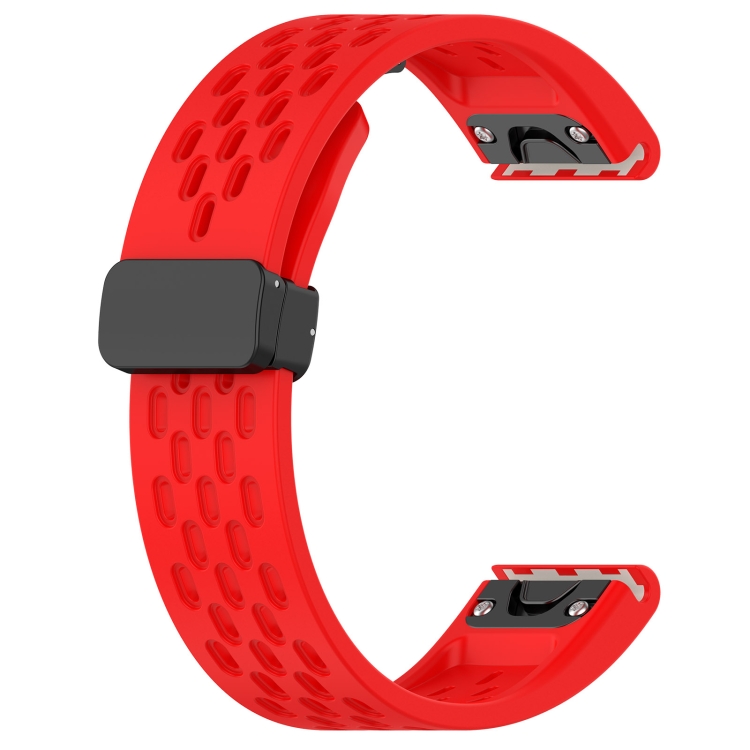 Pour Garmin Fenix 6X Pro 26 mm Bracelet de montre en silicone avec trou de  boucle pliable (rouge)