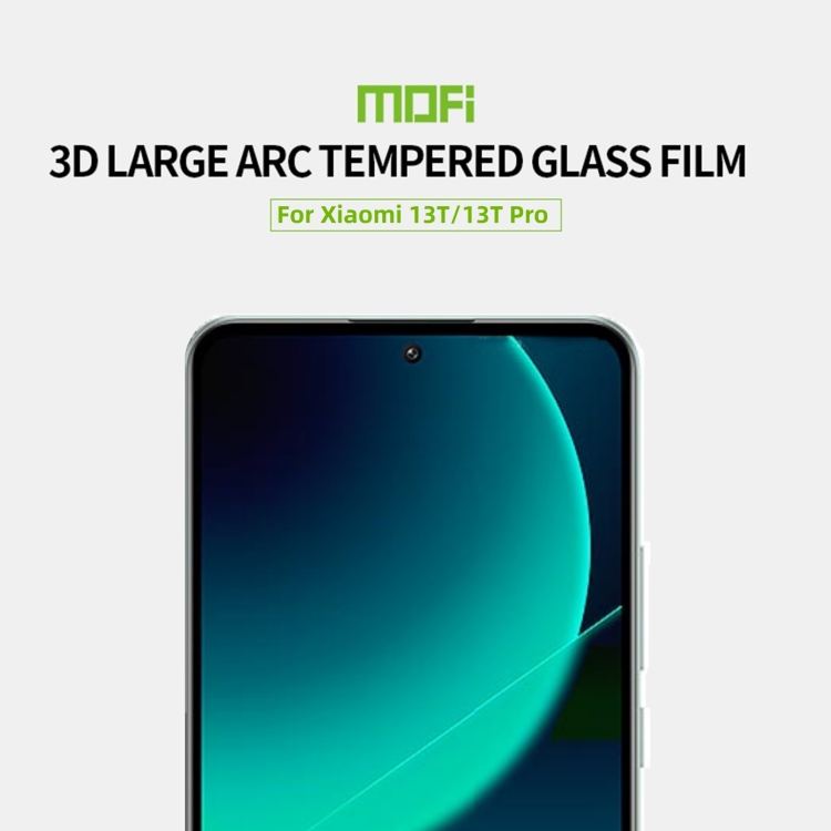 Para Xiaomi 13T / 13T Pro MOFI 9H 3D Película de vidrio templado con  pantalla curva a prueba de explosiones (negro)