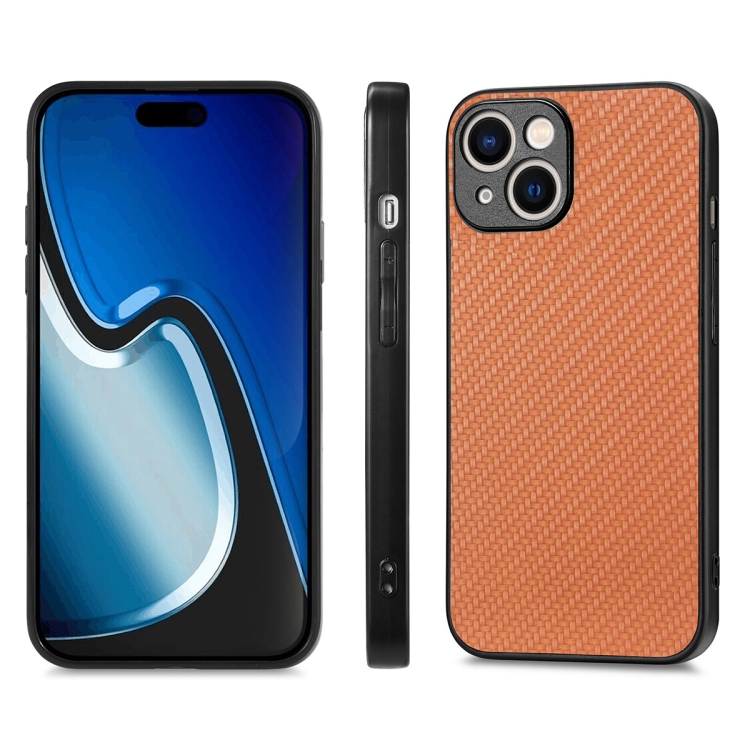 For iPhone 15 Plus ENKAY Fiber Leather Skin PC Phone Case with High Aluminum-silicon Glass Film(Brown) For iPhone 15 Plus ENKAY Fiber Leather Skin PC Phone Case with High Aluminum-silicon Glass Film(Brown)