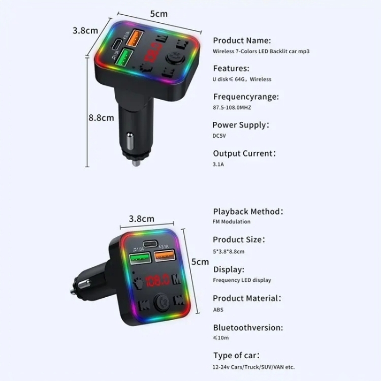 Bluetooth 5.1 FM Transmitter Fürs Auto – Mit 2 USB-Ladeports, MP3-Player Und Radio-Streaming