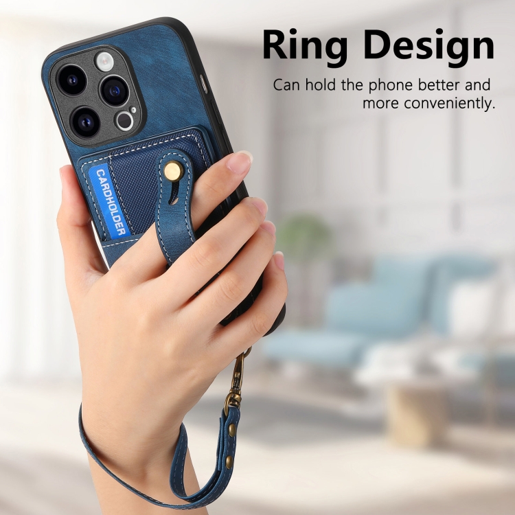 For iPhone 14 Plus Retro Cross Wristband Wallet Leather Back Phone Case(Blue) For iPhone 14 Plus Retro Cross Wristband Wallet Leather Back Phone Case(Blue)