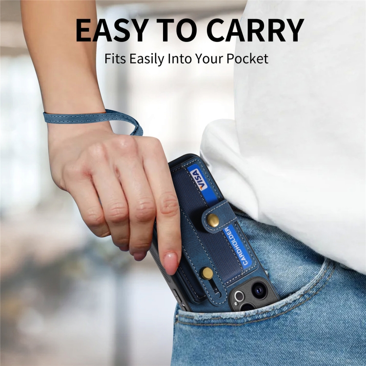 For iPhone 14 Plus Retro Cross Wristband Wallet Leather Back Phone Case(Blue) For iPhone 14 Plus Retro Cross Wristband Wallet Leather Back Phone Case(Blue)