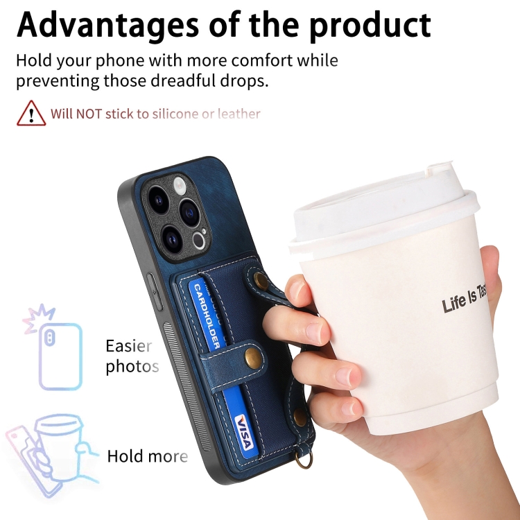 For iPhone 14 Plus Retro Cross Wristband Wallet Leather Back Phone Case(Blue) For iPhone 14 Plus Retro Cross Wristband Wallet Leather Back Phone Case(Blue)