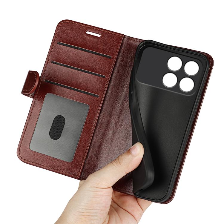 For Xiaomi Poco F8 Pro 5G R64 Texture Horizontal Flip Leather Phone Case(Brown)