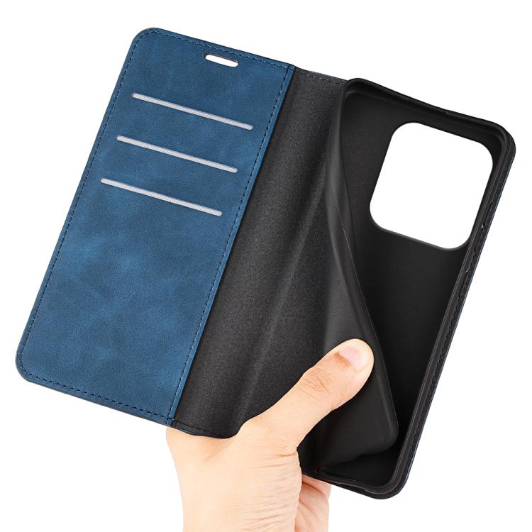 For Xiaomi Redmi Note 14 5G Retro-skin Magnetic Suction Leather Phone Case(Dark Blue)