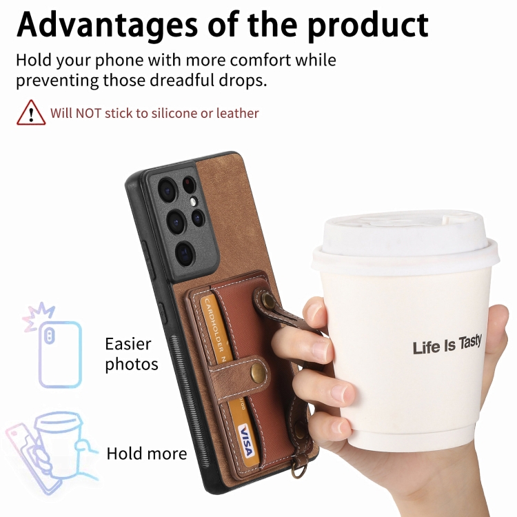 For Samsung Galaxy S21 Ultra 5G Retro Cross Wristband Wallet Leather Back Phone Case(Brown) For Samsung Galaxy S21 Ultra 5G Retro Cross Wristband Wallet Leather Back Phone Case(Brown)