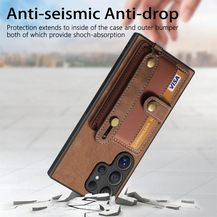 For Samsung Galaxy S24 Ultra 5G Retro Cross Wristband Wallet Leather Back Phone Case(Brown) For Samsung Galaxy S24 Ultra 5G Retro Cross Wristband Wallet Leather Back Phone Case(Brown)