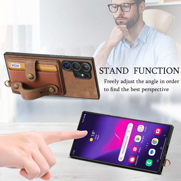 For Samsung Galaxy S24 Ultra 5G Retro Cross Wristband Wallet Leather Back Phone Case(Brown) For Samsung Galaxy S24 Ultra 5G Retro Cross Wristband Wallet Leather Back Phone Case(Brown)