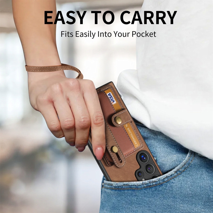 For Samsung Galaxy S24 Ultra 5G Retro Cross Wristband Wallet Leather Back Phone Case(Brown) For Samsung Galaxy S24 Ultra 5G Retro Cross Wristband Wallet Leather Back Phone Case(Brown)