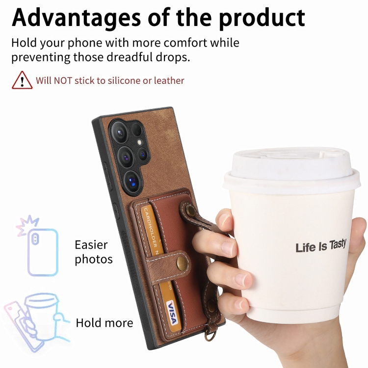 For Samsung Galaxy S24 Ultra 5G Retro Cross Wristband Wallet Leather Back Phone Case(Brown) For Samsung Galaxy S24 Ultra 5G Retro Cross Wristband Wallet Leather Back Phone Case(Brown)