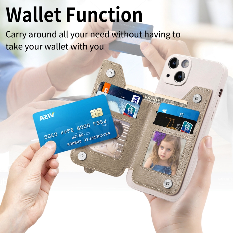 For iPhone 14 Zipper Wallet Leather Back Shockproof Phone Case(Khaki) For iPhone 14 Zipper Wallet Leather Back Shockproof Phone Case(Khaki)