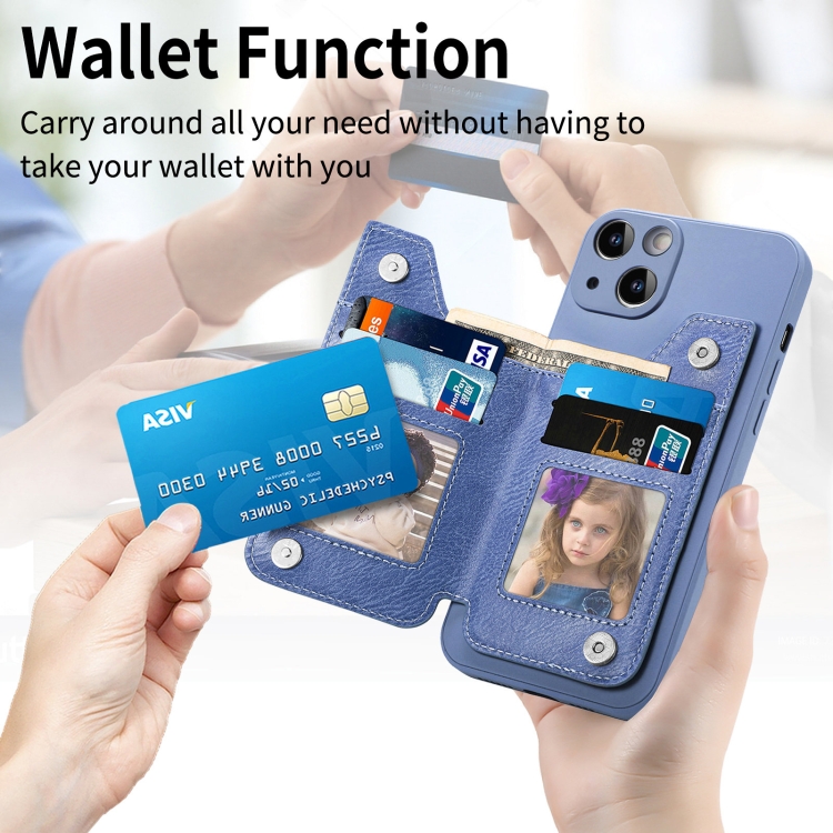 For iPhone 14 Pro Zipper Wallet Leather Back Shockproof Phone Case(Blue) For iPhone 14 Pro Zipper Wallet Leather Back Shockproof Phone Case(Blue)