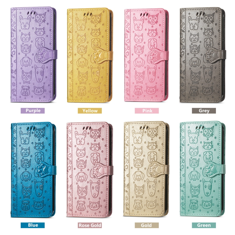 For iPhone 16 Plus Cat and Dog Embossed Leather Phone Case(Green) For iPhone 16 Plus Cat and Dog Embossed Leather Phone Case(Green)