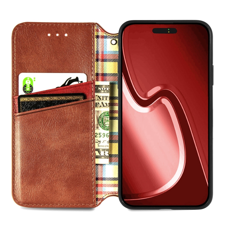 For iPhone 16 Pro Cubic Grid Pressed Magnetic Leather Phone Case(Brown) For iPhone 16 Pro Cubic Grid Pressed Magnetic Leather Phone Case(Brown)