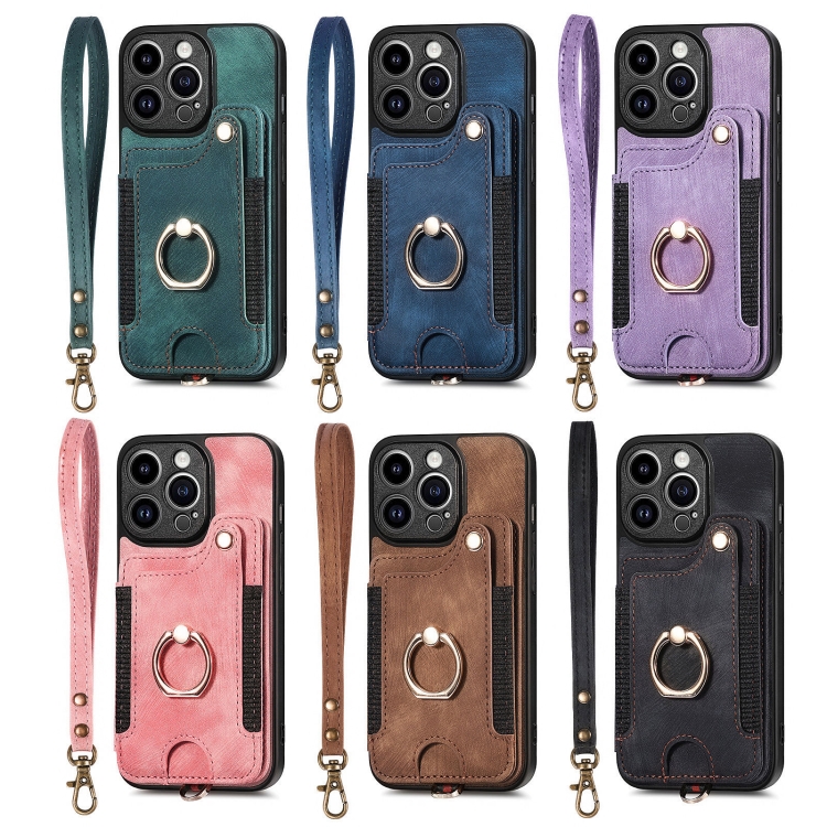 For iPhone 16 Plus Retro Skin-feel Ring Multi-card Wallet Phone Case(Blue) For iPhone 16 Plus Retro Skin-feel Ring Multi-card Wallet Phone Case(Blue)