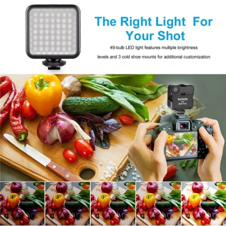  Fotopro Kit de vlogging para iPhone con luz de video, soporte  para teléfono con zapata fría, portátil, portátil, mini vlogging, trípode  para teléfono con luz para selfie stick teléfono, cámara 