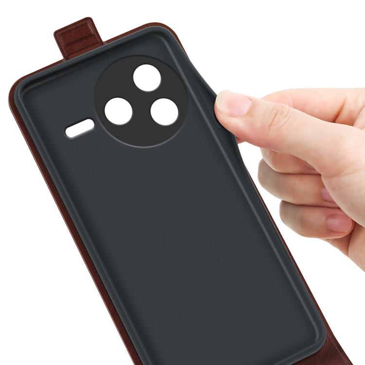 For Redmi K80 / Poco F7 Pro R64 Texture Single Vertical Flip Leather Phone Case(Brown)