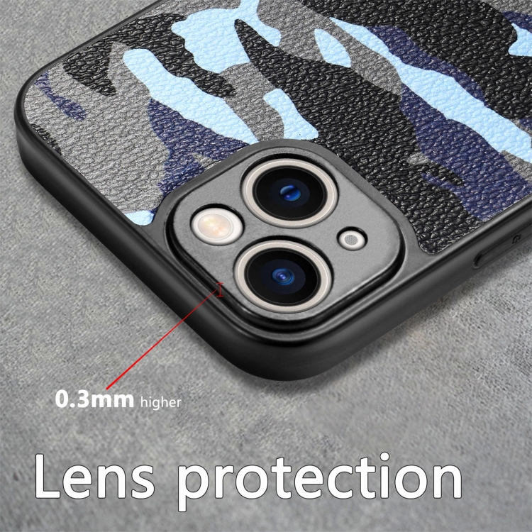For iPhone 15 Pro Retro Camouflage Leather Back Phone Case(Blue) For iPhone 15 Pro Retro Camouflage Leather Back Phone Case(Blue)