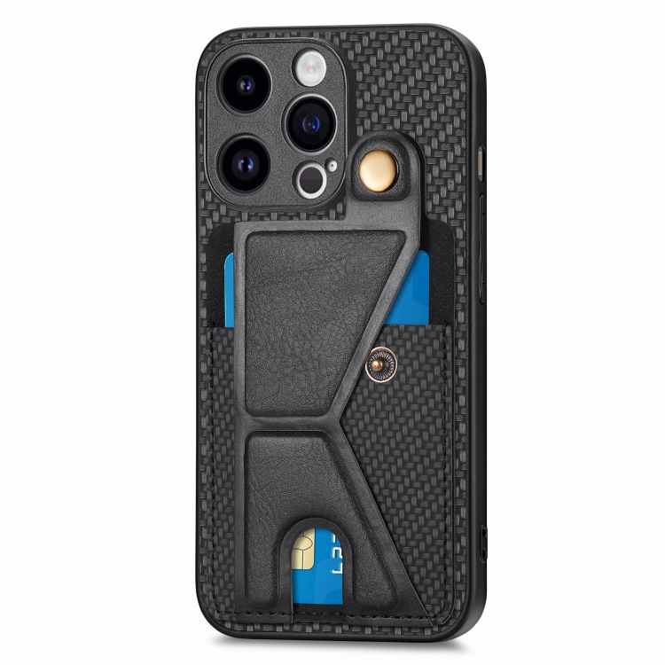 For iPhone 15 Pro Carbon Fiber Wallet Flip Card K-shaped Holder Phone Case(Black) For iPhone 15 Pro Carbon Fiber Wallet Flip Card K-shaped Holder Phone Case(Black)