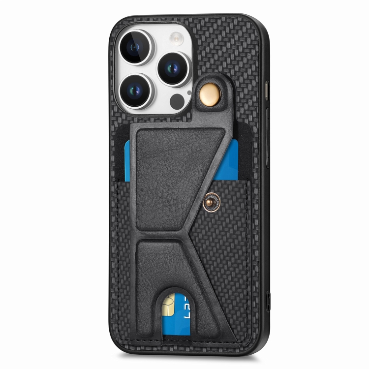 For iPhone 16 Pro Max Carbon Fiber Wallet Flip Card K-shaped Holder Phone Case(Black) For iPhone 16 Pro Max Carbon Fiber Wallet Flip Card K-shaped Holder Phone Case(Black)