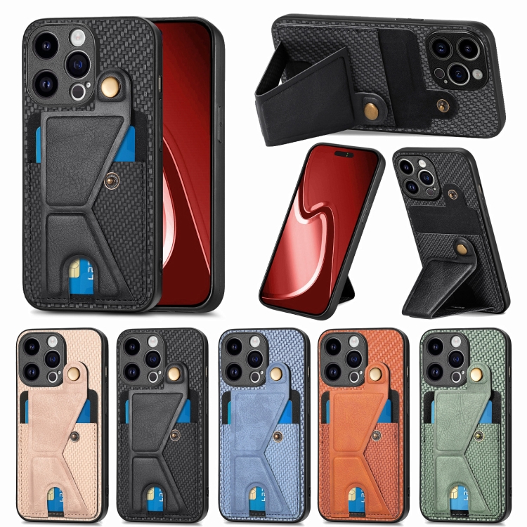 For iPhone 16 Pro Max Carbon Fiber Wallet Flip Card K-shaped Holder Phone Case(Black) For iPhone 16 Pro Max Carbon Fiber Wallet Flip Card K-shaped Holder Phone Case(Black)