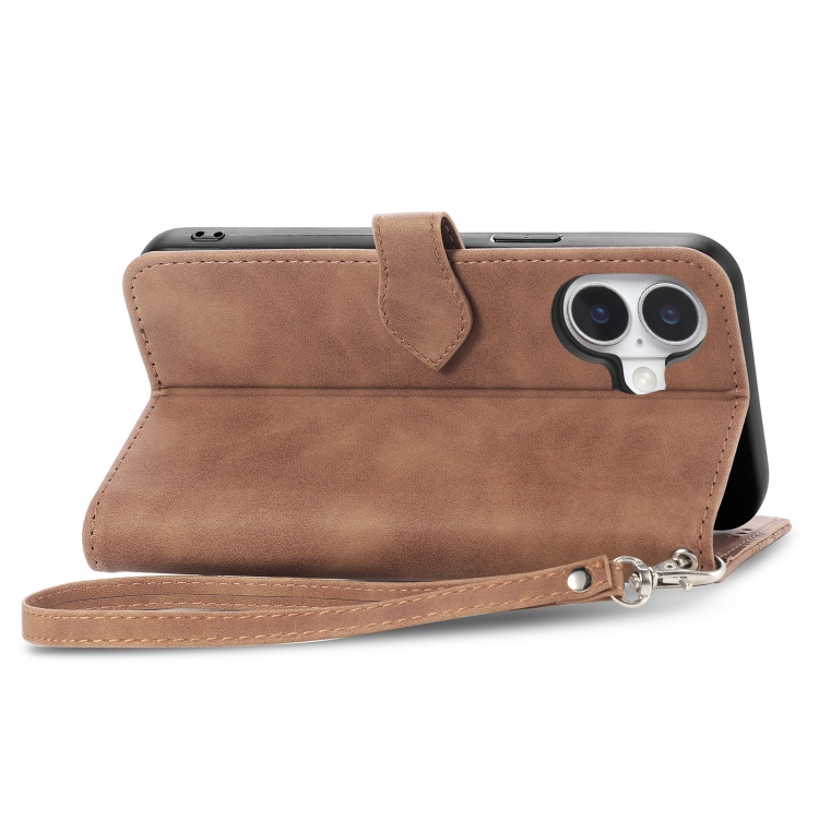For iPhone 16 Embossed Flower Zipper Leather Phone Case(Brown) For iPhone 16 Embossed Flower Zipper Leather Phone Case(Brown)