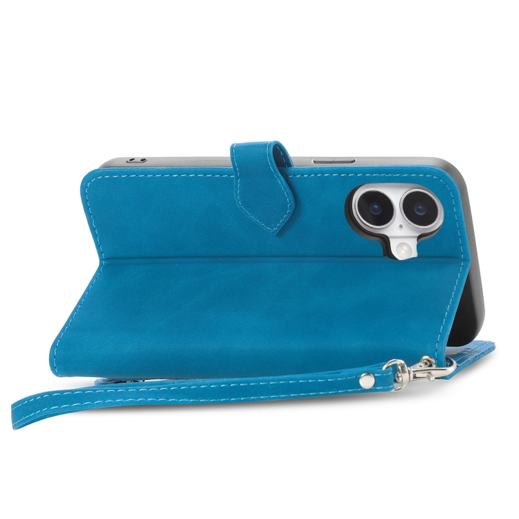 For iPhone 16 Plus Embossed Flower Zipper Leather Phone Case(Blue) For iPhone 16 Plus Embossed Flower Zipper Leather Phone Case(Blue)