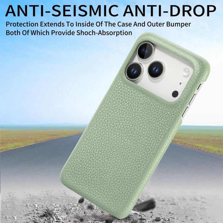 For iPhone 18 Pro Litchi Oil Edge Leather Back Phone Case(Tea Green)