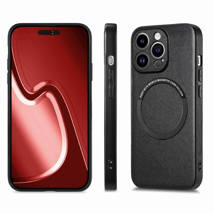 For iPhone 15 Pro Solid Color Leather Skin Back Phone Case(Black) For iPhone 15 Pro Solid Color Leather Skin Back Phone Case(Black)