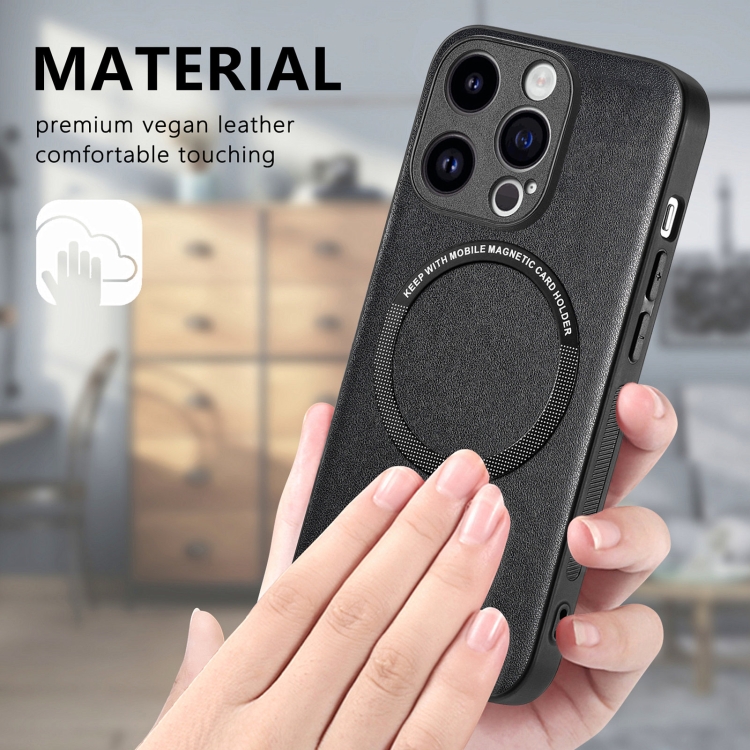 For iPhone 15 Pro Solid Color Leather Skin Back Phone Case(Black) For iPhone 15 Pro Solid Color Leather Skin Back Phone Case(Black)