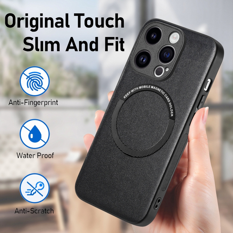 For iPhone 15 Pro Solid Color Leather Skin Back Phone Case(Black) For iPhone 15 Pro Solid Color Leather Skin Back Phone Case(Black)