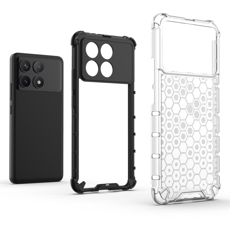 For Xiaomi Poco X6 Pro Shockproof Honeycomb Phone Case(Black)
