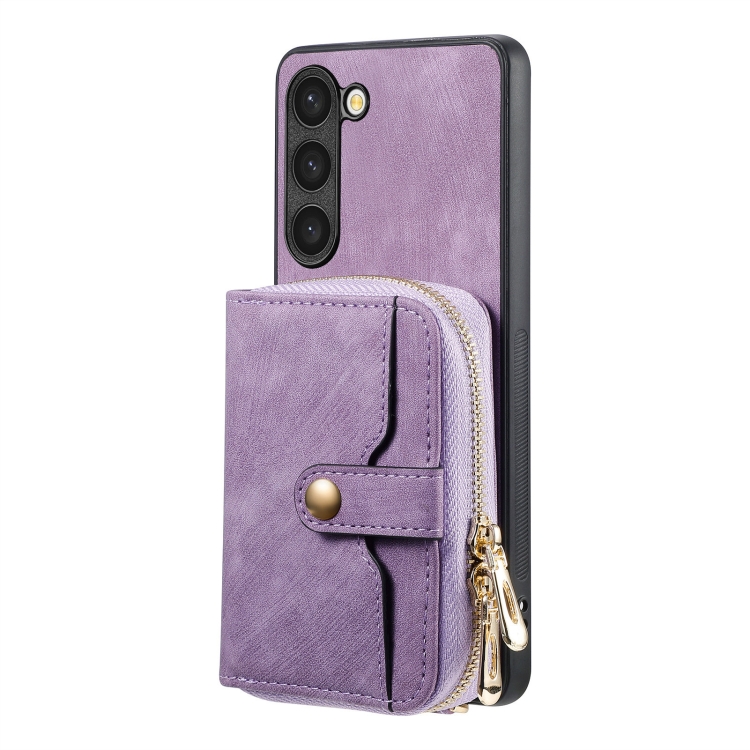 For Samsung Galaxy S23+ 5G Crossbody Multi-function Zipper Wallet Phone Case(Purple) For Samsung Galaxy S23+ 5G Crossbody Multi-function Zipper Wallet Phone Case(Purple)