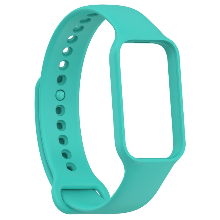 For Xiaomi Mi Band 8 Active Solid Color Integrated Silicone Watch Band(Teal  Green)