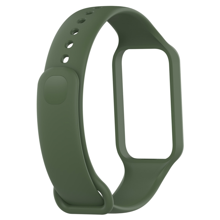 For Xiaomi Mi Band 8 Active Solid Color Integrated Silicone Watch Band(Army  Green)