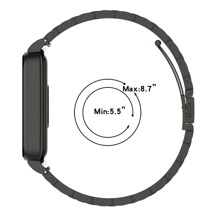 Para Xiaomi Mi Band 8 Active Correa de reloj de acero inoxidable con tres  cuentas +