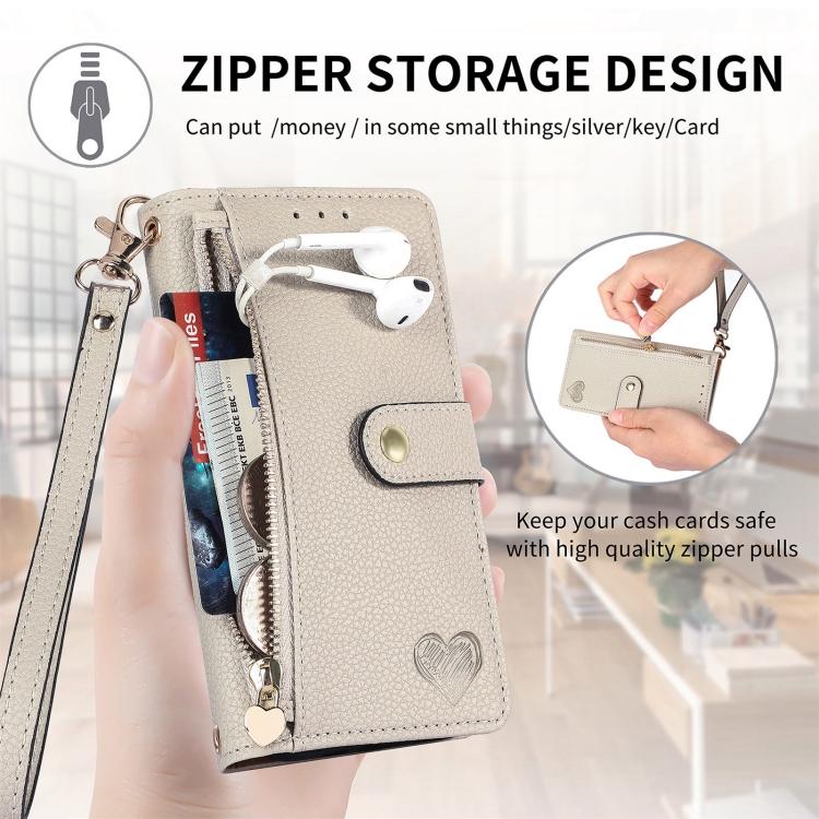 For Samsung Galaxy S23 5G Love Zipper Lanyard Leather Phone Case(White) For Samsung Galaxy S23 5G Love Zipper Lanyard Leather Phone Case(White)