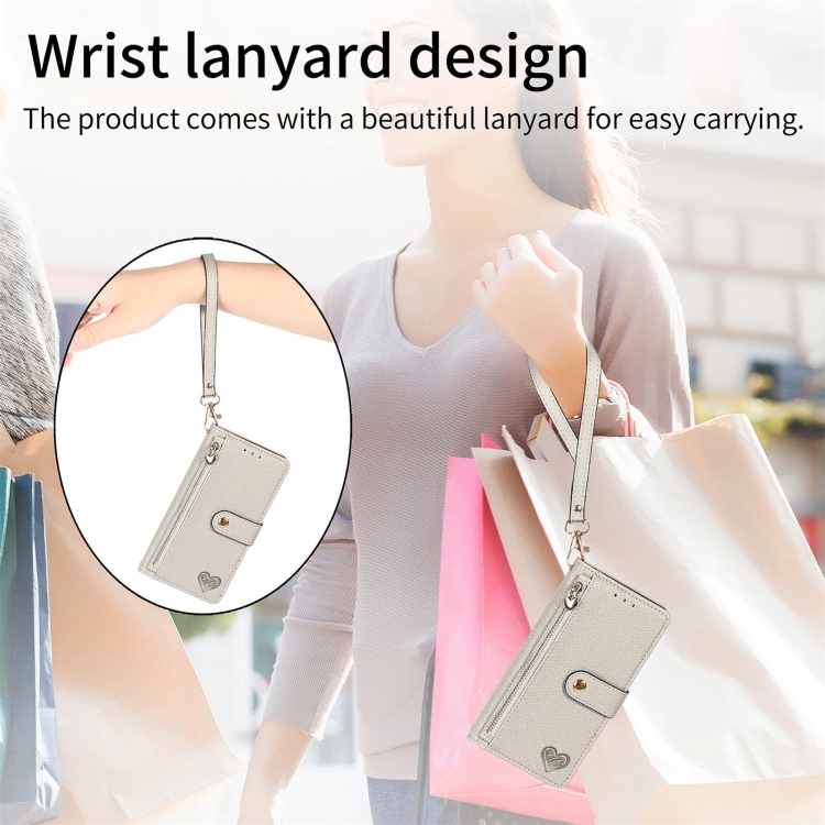 For Samsung Galaxy S23 5G Love Zipper Lanyard Leather Phone Case(White) For Samsung Galaxy S23 5G Love Zipper Lanyard Leather Phone Case(White)