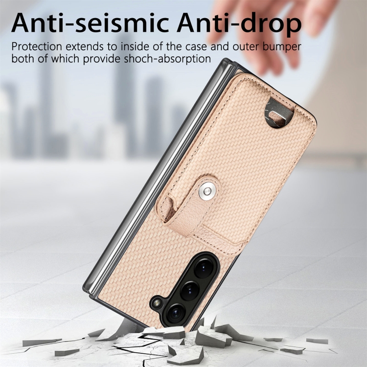 For Samsung Galaxy Z Fold5 5G Card Wallet Kickstand Back Phone Case with Tool Knife(Khaki) For Samsung Galaxy Z Fold5 5G Card Wallet Kickstand Back Phone Case with Tool Knife(Khaki)