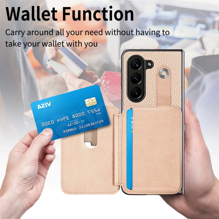 For Samsung Galaxy Z Fold5 5G Card Wallet Kickstand Back Phone Case with Tool Knife(Khaki) For Samsung Galaxy Z Fold5 5G Card Wallet Kickstand Back Phone Case with Tool Knife(Khaki)