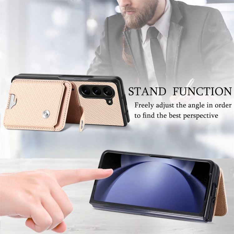 For Samsung Galaxy Z Fold5 5G Card Wallet Kickstand Back Phone Case with Tool Knife(Khaki) For Samsung Galaxy Z Fold5 5G Card Wallet Kickstand Back Phone Case with Tool Knife(Khaki)