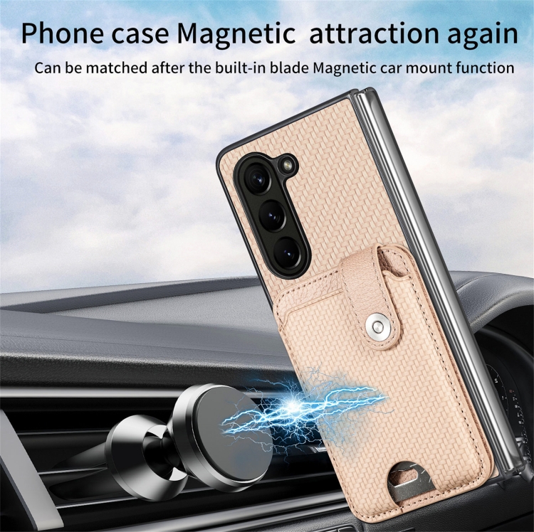 For Samsung Galaxy Z Fold5 5G Card Wallet Kickstand Back Phone Case with Tool Knife(Khaki) For Samsung Galaxy Z Fold5 5G Card Wallet Kickstand Back Phone Case with Tool Knife(Khaki)