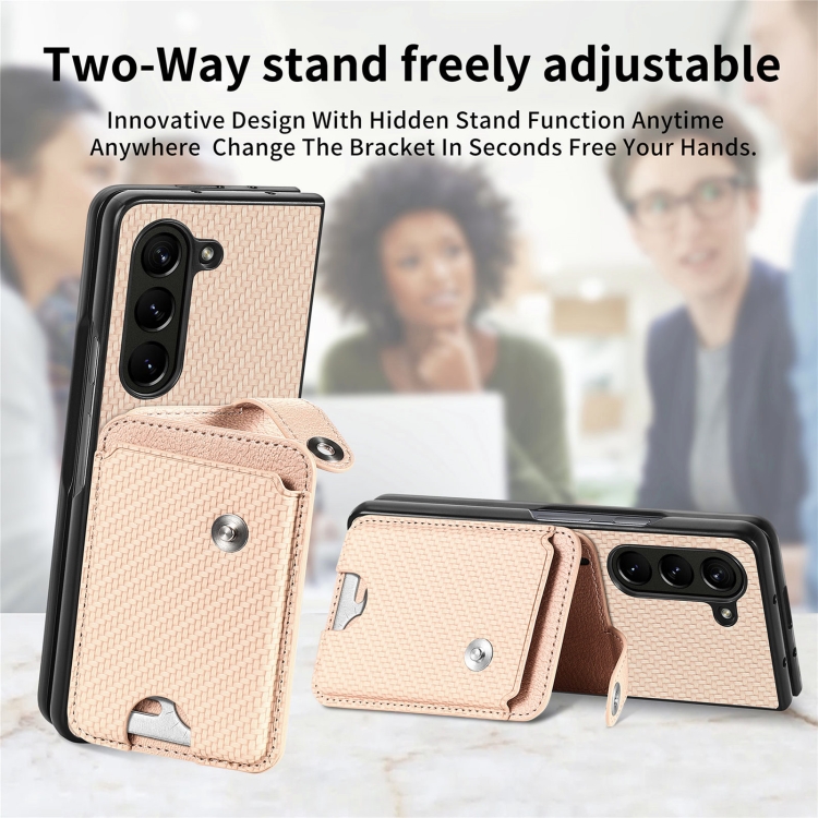 For Samsung Galaxy Z Fold5 5G Card Wallet Kickstand Back Phone Case with Tool Knife(Khaki) For Samsung Galaxy Z Fold5 5G Card Wallet Kickstand Back Phone Case with Tool Knife(Khaki)